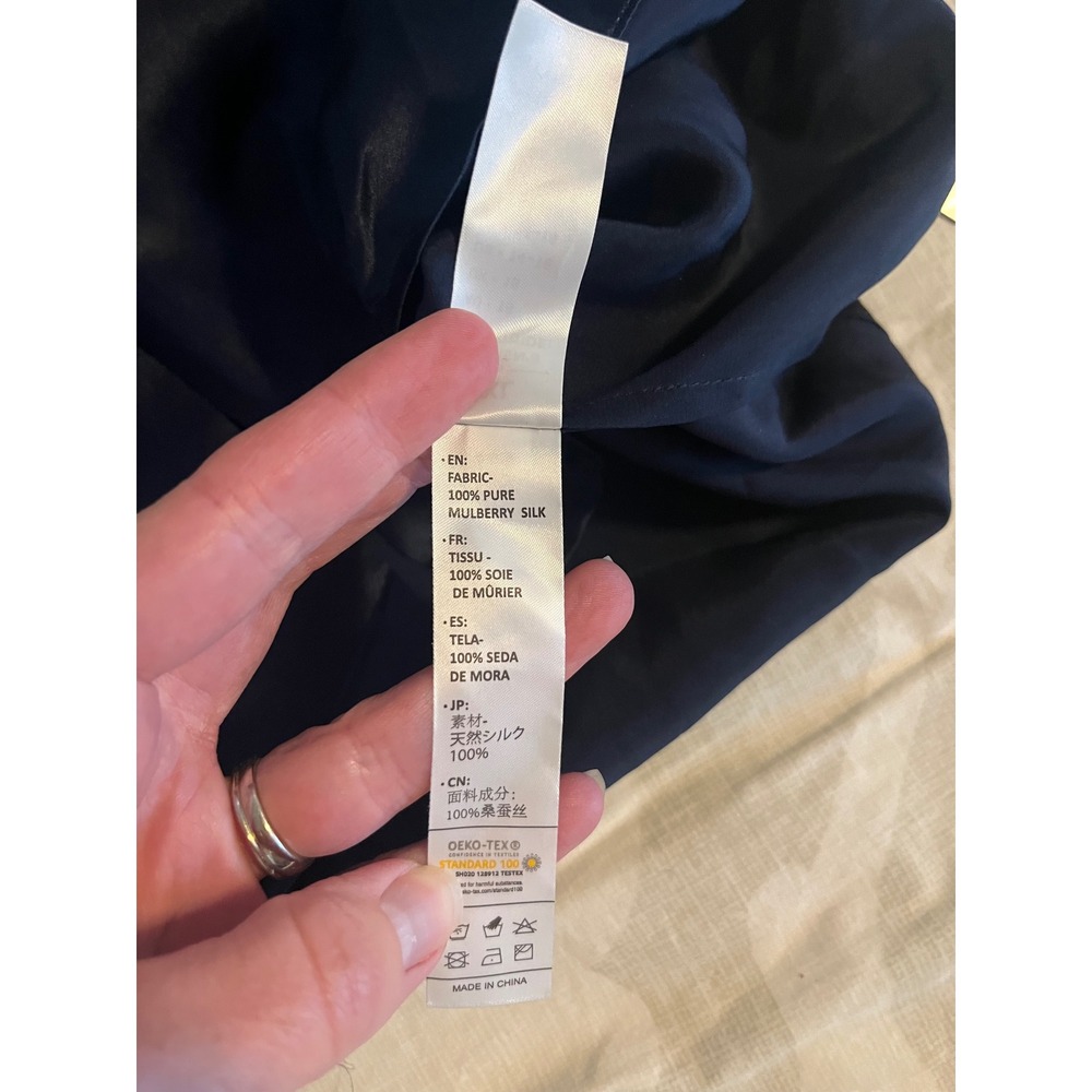 Lilysilk Navy Blue 100% Pure Mulberry Silk Pajama Set XL NWT Luxury Sleepwear - Picture 7 of 11